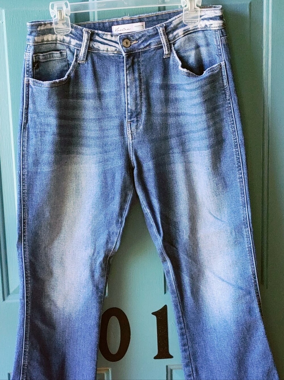 Kan Can - Cropped Boot Cut Blue Washed  Jeans